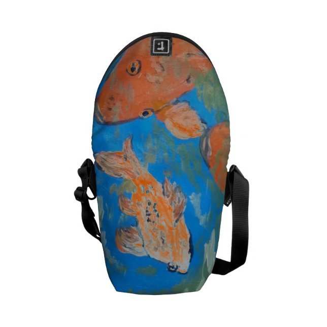 Koi Amongst lotusblommamessenger bag Messenger Bag (Öppen Baksida)