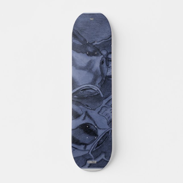 Koi (blå) skateboard bräda 19,5 cm (Framsida)