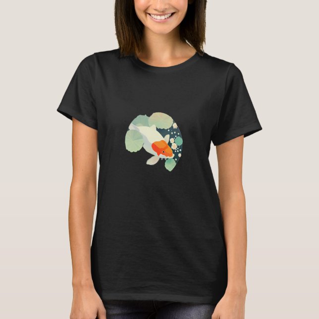 koi carp close up lilly pad japanese culture lotus t shirt (Framsida)