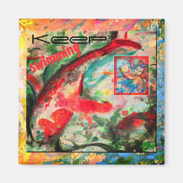 Koi Carp Fish Behålla Swimming Paing Magnet