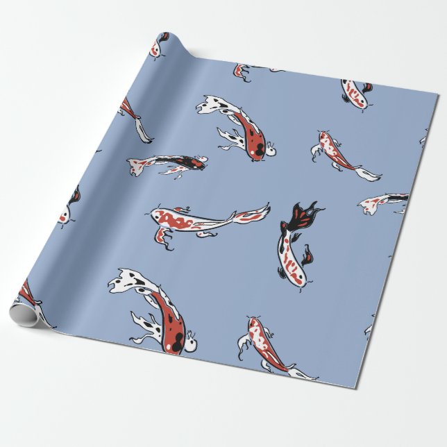 Koi Carp Fish Mönster Presentpapper (Utrullad)
