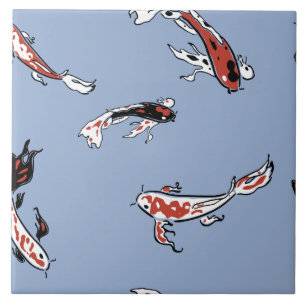 Koi Carp Fish Mönster Tile Kakelplatta