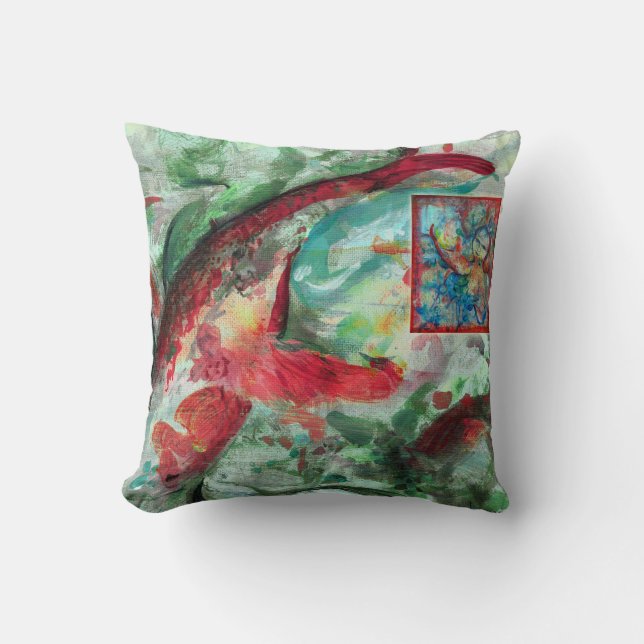 Koi Carp Fish Painting av Alexandra Cook Kudde (Framsida)