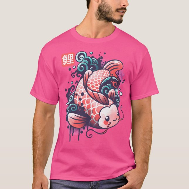 Koi Carp Fish Watercolor T Shirt (Framsida)
