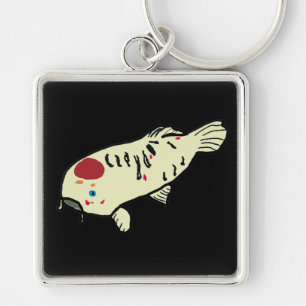 Koi Carp Fyrkantig Silverfärgad Nyckelring