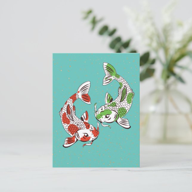 Koi Carp Helg Vykort (Stående Fram)
