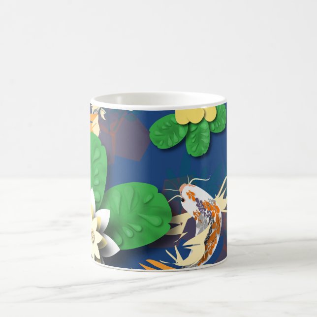 Koi Carp och Lotus Flowers Kaffemugg (Center)