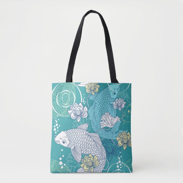 Koi Carp Seamless Mönster Tote bags Tygkasse (Framsida)