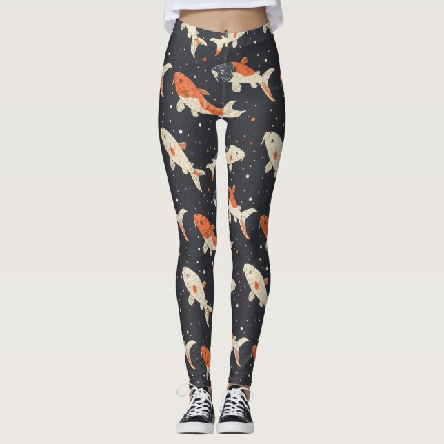 Koi Carps Mönster Leggings (Framsida)