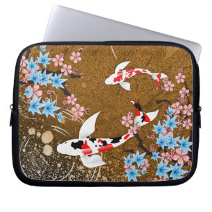 Koi damm - trä - japansk designlaptop sleeve