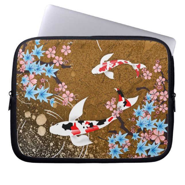 Koi damm - trä - japansk designlaptop sleeve (Framsidan)