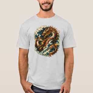 Koi Drakfusion Japansk Inspirerad Fantasy Ocean T Shirt
