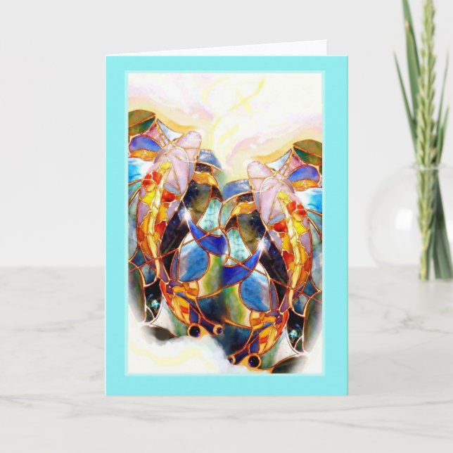 Koi Fish Älskare Romantic Summer Greeting Card Helgkort (Framsida)