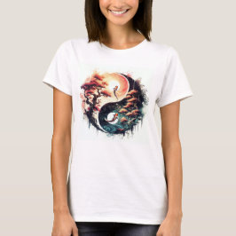 Koi Fish and Cherry Blossom Yin Yang T Shirt