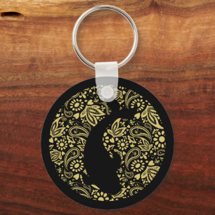 Koi Fish Black och Guld Decorative Nyckelring