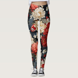 Koi Fish Blommigt Leggings