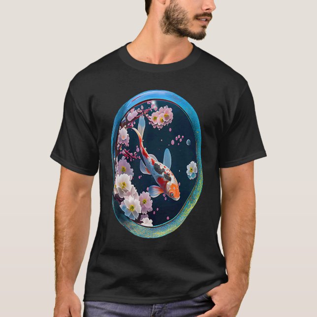 Koi fish carp cherry blossom fish lens photography t shirt (Framsida)