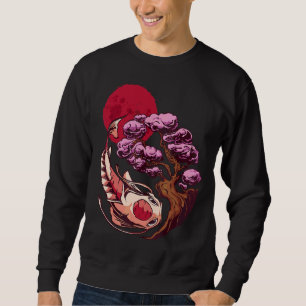 Koi Fish Carp Yin Yang Bonsai Träd Måne Asian Japa Lång Ärmad Tröja