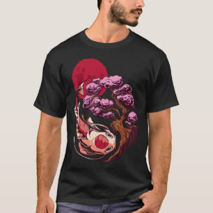 Koi Fish Carp Yin Yang Bonsai Träd Måne Asian Japa T Shirt