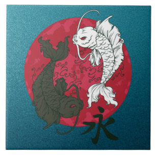Koi Fish Ceramic Tile Kakelplatta