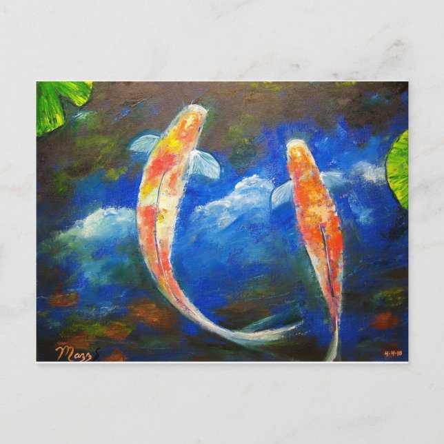 Koi Fish Cloud Refltions Vykort (Framsida)
