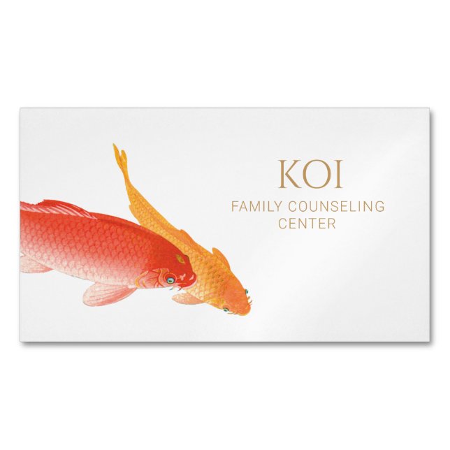 Koi Fish Counselor and Therapist Counseling Magnetiska Visitkort (Framsida)