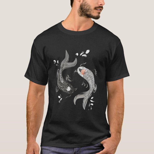 Koi Fish Dad Ying And Yang T Shirt (Framsida)