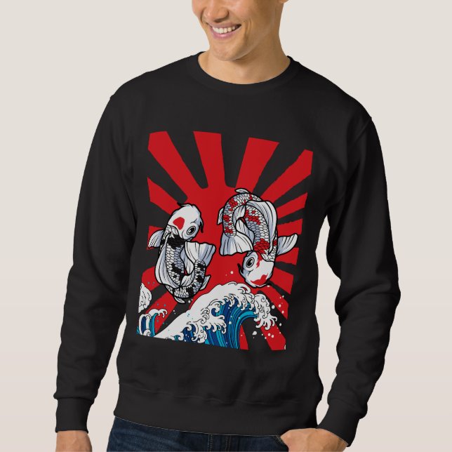Koi Fish Design Lång Ärmad Tröja (Framsida)
