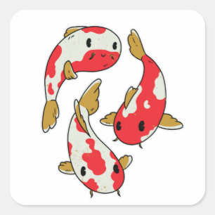 Koi fish fyrkantigt klistermärke