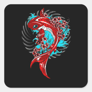 Koi Fish Fyrkantigt Klistermärke