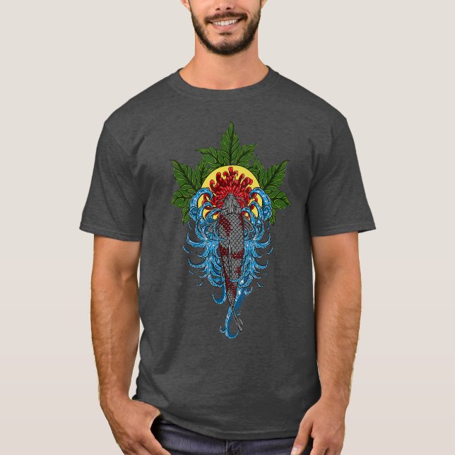 Koi Fish Gift Japansk Art Koi Flowers Koi Fish T Shirt (Framsida)