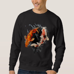 Koi Fish I Koi Carp Pond Japan Tattoo Lång Ärmad Tröja