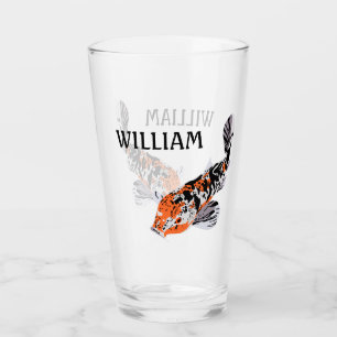 Koi Fish Illustration Orange och Blue Personlig Glaskopp