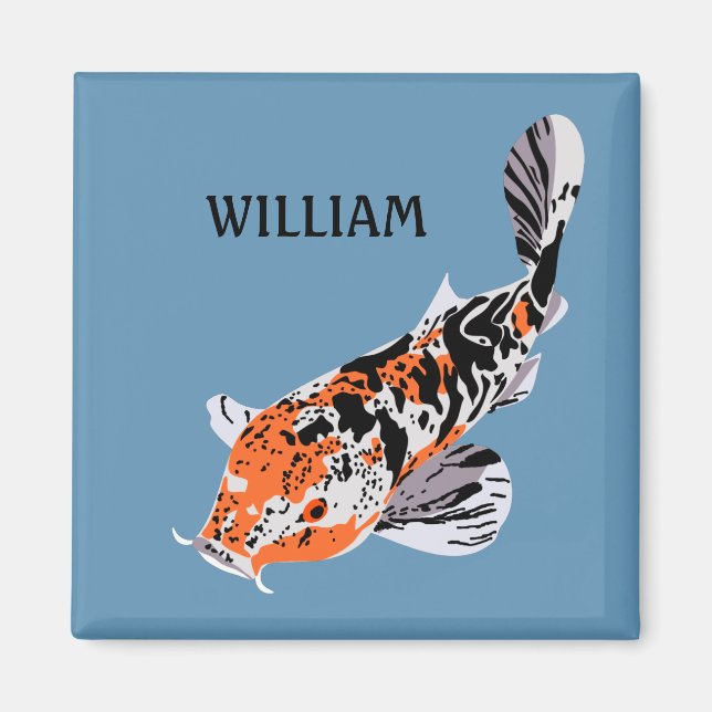 Koi Fish Illustration Orange och Blue Personlig Magnet (Framsidan)