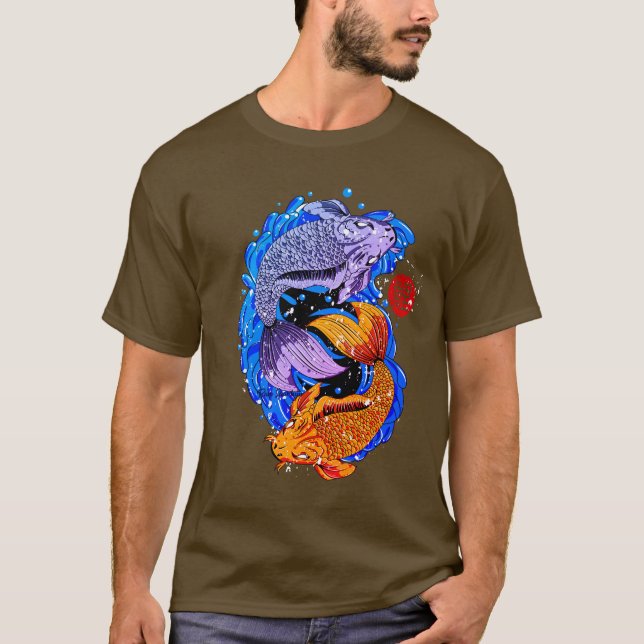 Koi Fish Illustration T Shirt Design (Framsida)