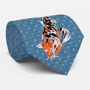 Koi Fish Illustrations on Blue Wave Background Slips