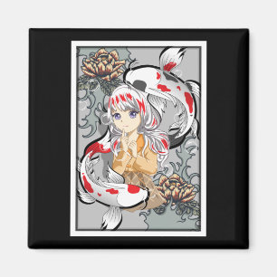 Koi Fish Japansk Aesthetic Anime Otaku Girl Magnet