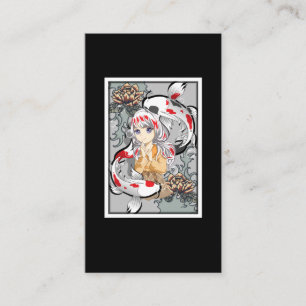 Koi Fish Japansk Aesthetic Anime Otaku Girl Visitkort