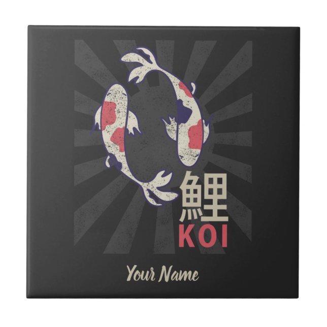 Koi Fish Japansk Nishikigoi Carp Kakelplatta (Framsidan)