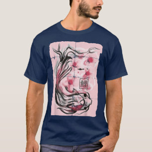 Koi Fish Japansk Sakura Cherry Blommar Graphic T Shirt