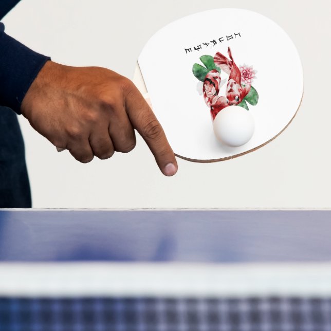 Koi Fish Japansk Stil skript Oriental Art Pingisracket (Insitu)