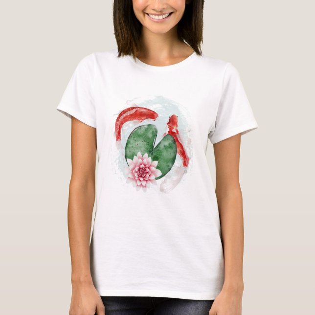 Koi Fish Japansk teckning T Shirt (Framsida)