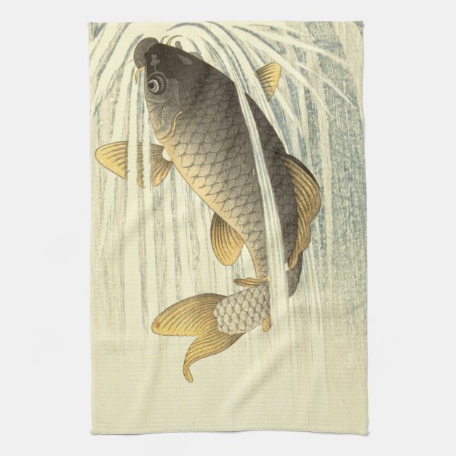 Koi Fish Japansk Vintage Kökshandduk (Vertikal)