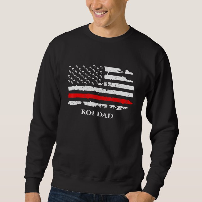 Koi Fish Japp Stil Carp Fish Pappa USA flagga Lång Ärmad Tröja (Framsida)