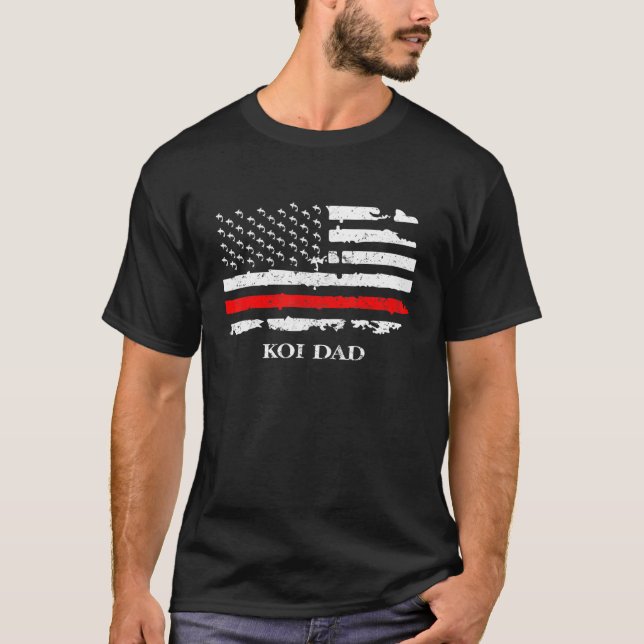 Koi Fish Japp Stil Carp Fish Pappa USA flagga T Shirt (Framsida)