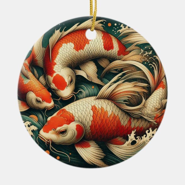 Koi Fish jul Julgransprydnad Keramik (Framsidan)