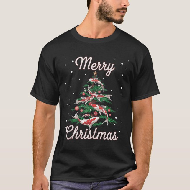 Koi Fish Julafton Träd Koi Carp Julgran T Shirt (Framsida)