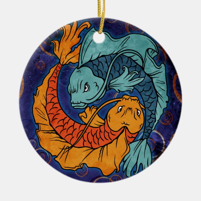 Koi Fish Julgransprydnad Keramik (Framsidan)