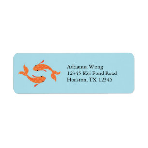 Koi Fish Label Returadress Etikett