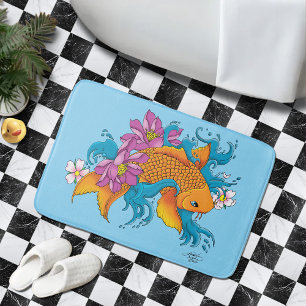 Koi Fish Lotus Cherry Blommars Badrumsmatta